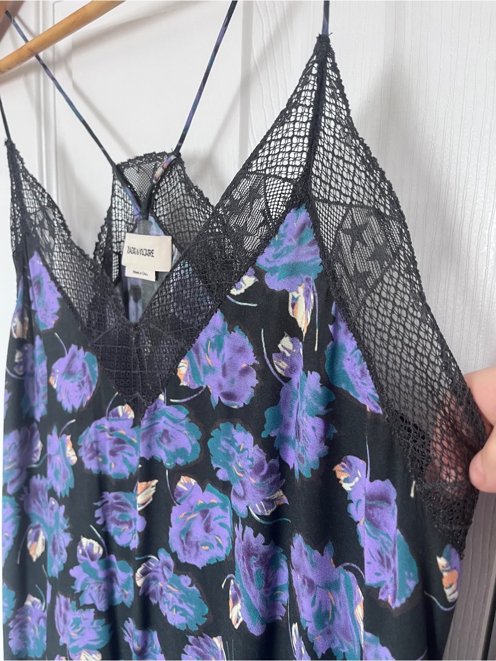 Zadig & Voltaire Risty Roses Lace-Trim High-Low Slip Dress - Picture 4 of 13